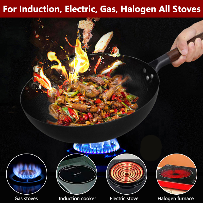 Carbon Steel Wok Pan 32cm Stir - огляд і ціна Wok Electric Flat