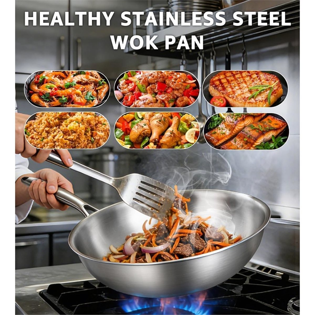12 Inch Tri-Ply Stainless Stee - огляд і ціна Wok Electric Flat